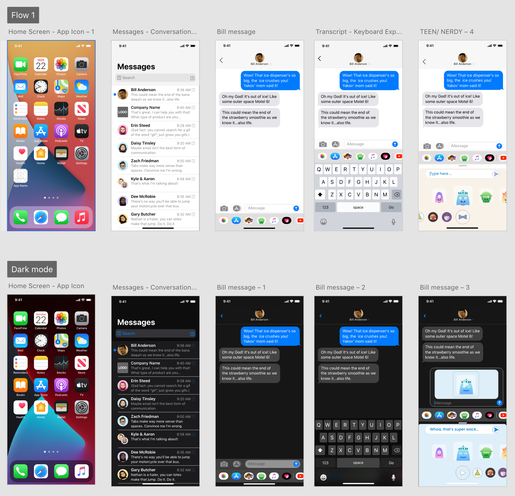 ideation and test dark mode for the iMessage Integration